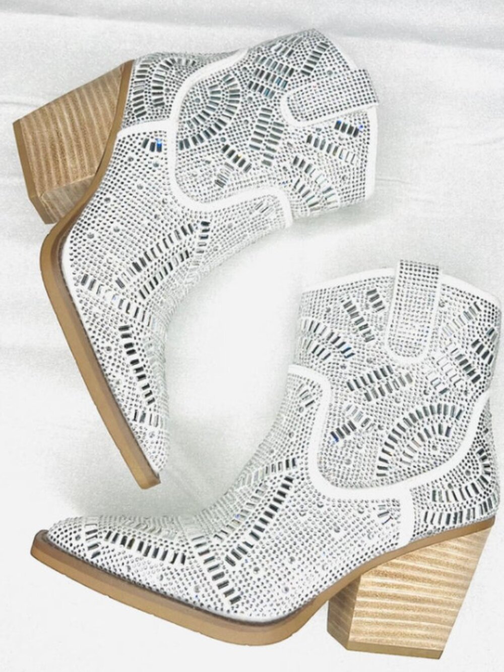 Maze White Silver Boots